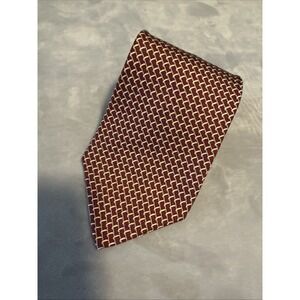 BROOKS BROTHERS 346 Men's 100% Silk Necktie USA Designer Geometric Red EUC‎
